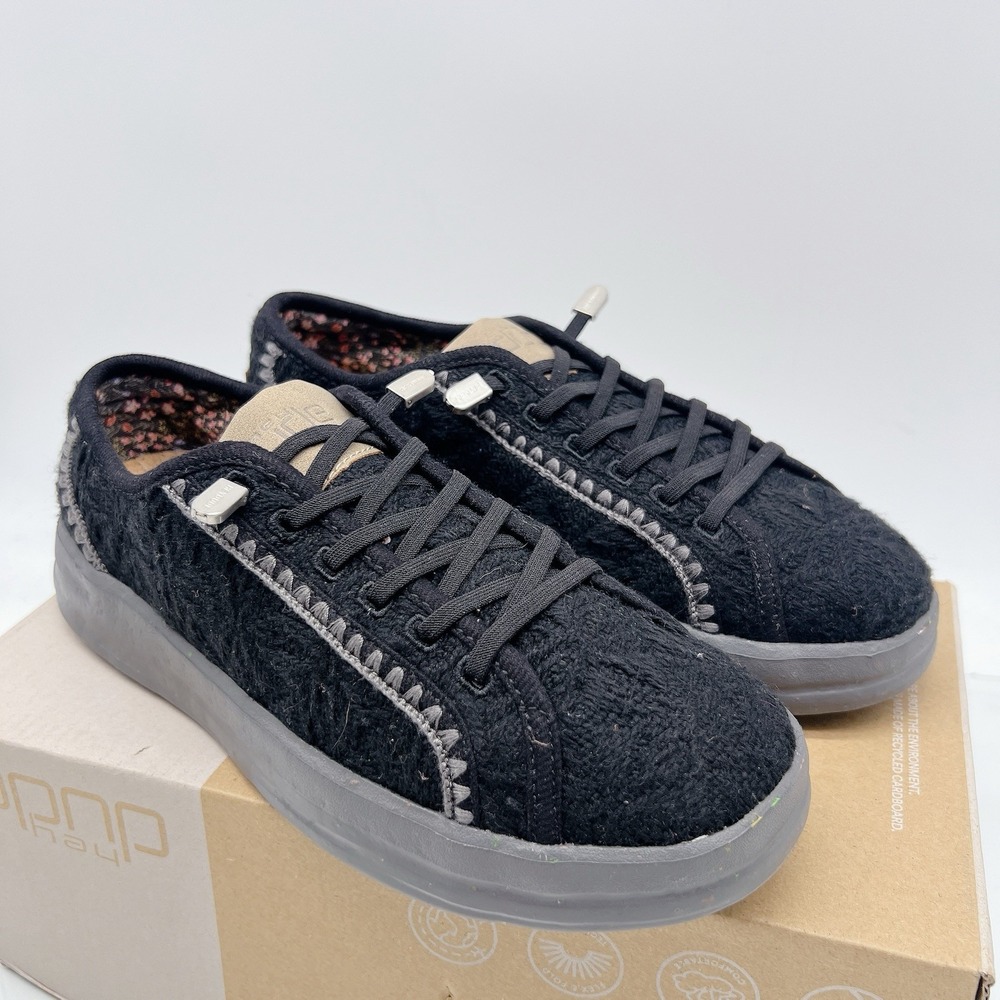 Hey Dude Karina Lace Women's Fashion Comfort Casual Sneakers Black Lace Up US 7